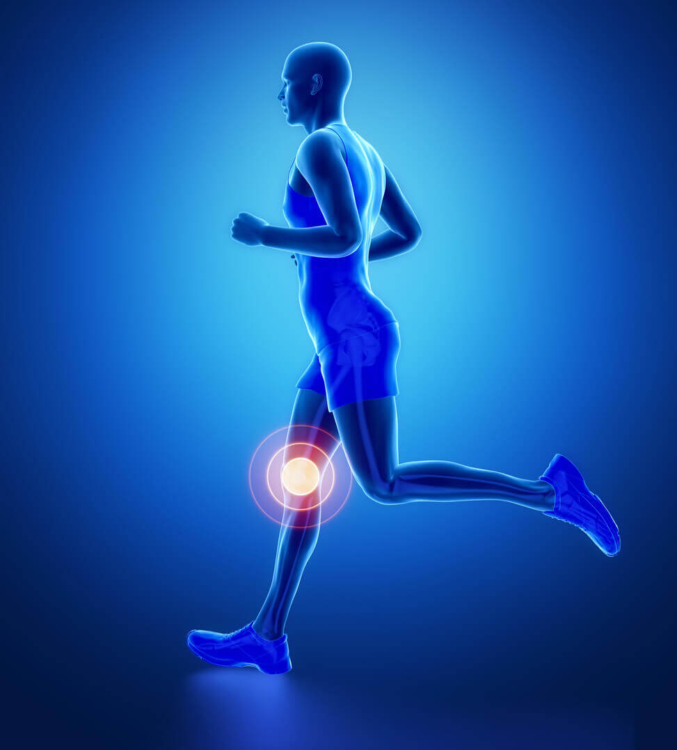 running man leg scan in blue